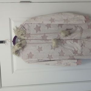 Super soft fuzzy hooded onesie star pajamas